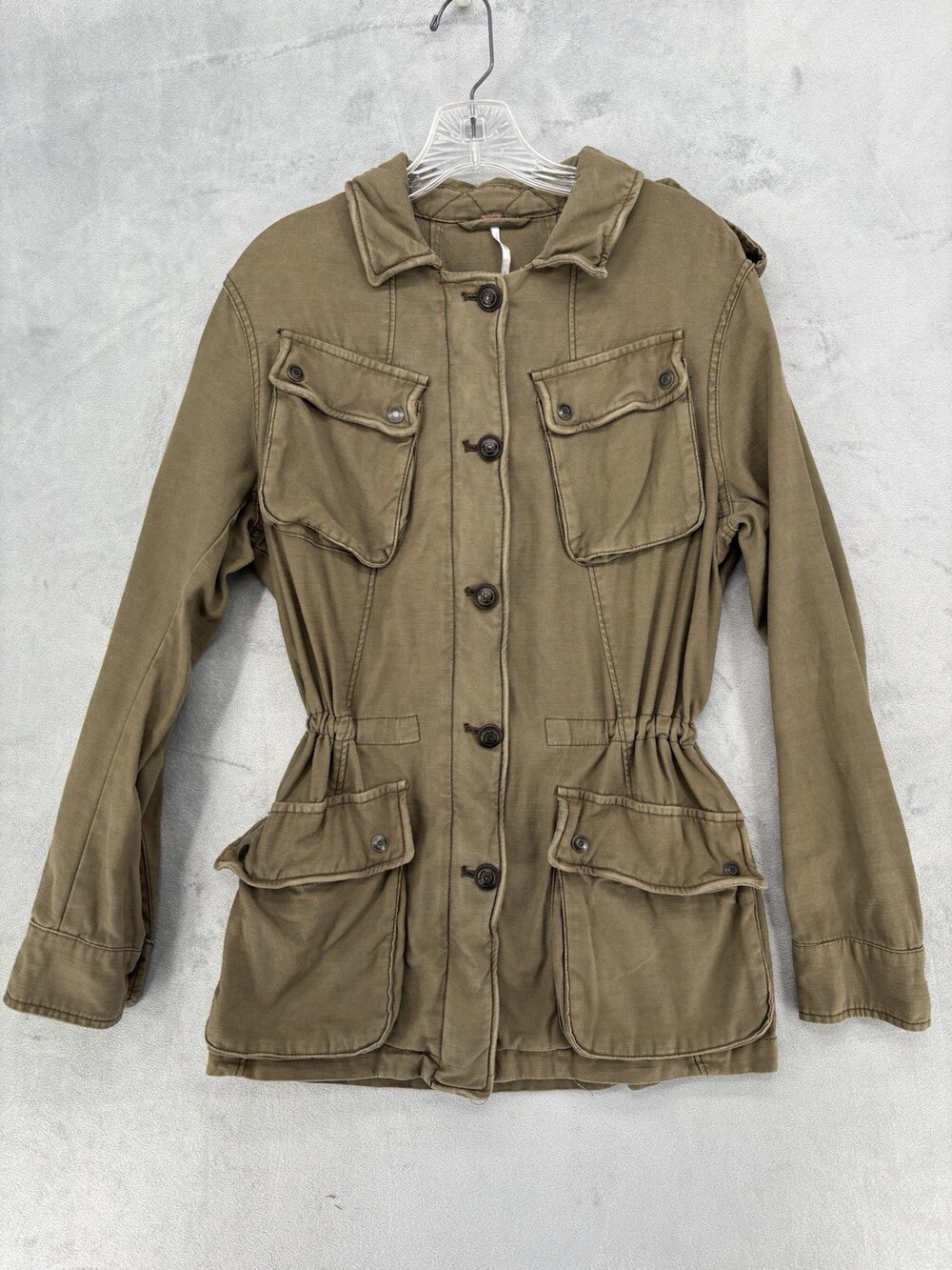 Womenâs Small Free People "Not‎ Your Brothers" military surplus jacket Olive